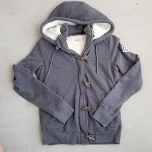 Hollister Sherpa Lined Full Zip Hoode in Gray